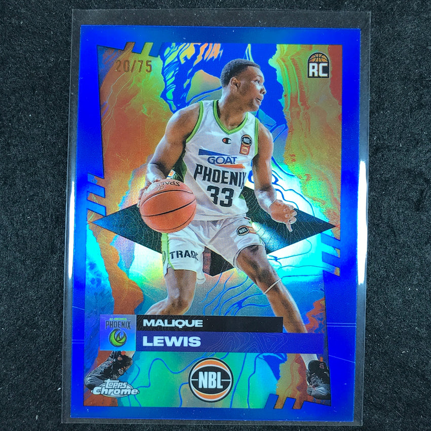 2024-25 Topps Chrome NBL MALIQUE LEWIS Rookie Base Blue 20/75 #71