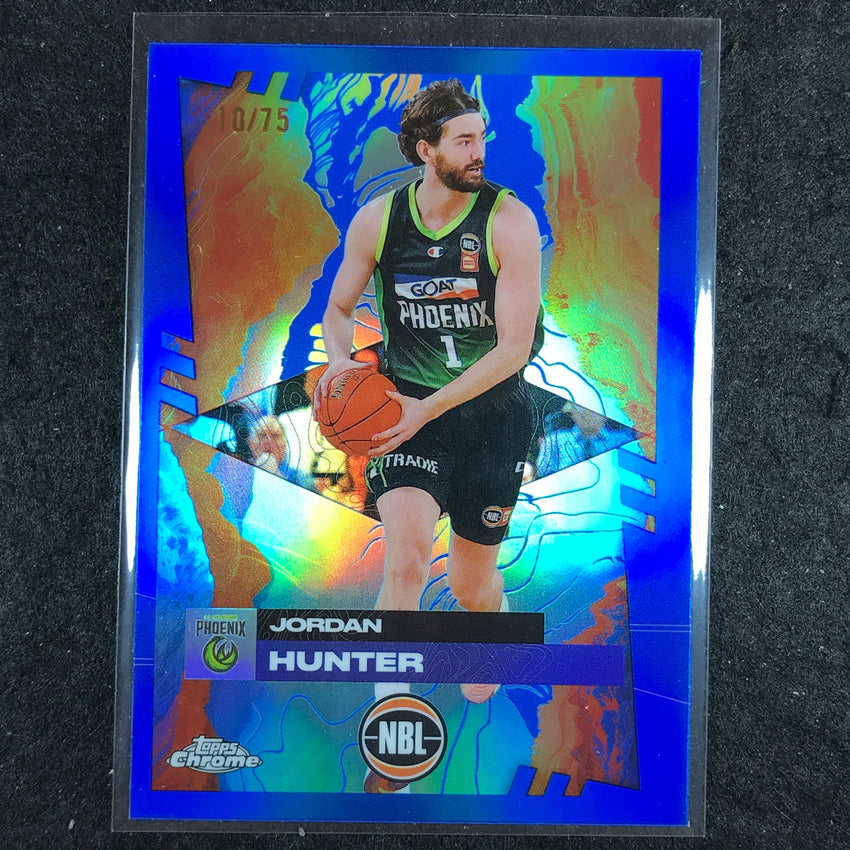2024-25 Topps Chrome NBL JORDAN HUNTER Base Blue 10/75 #80
