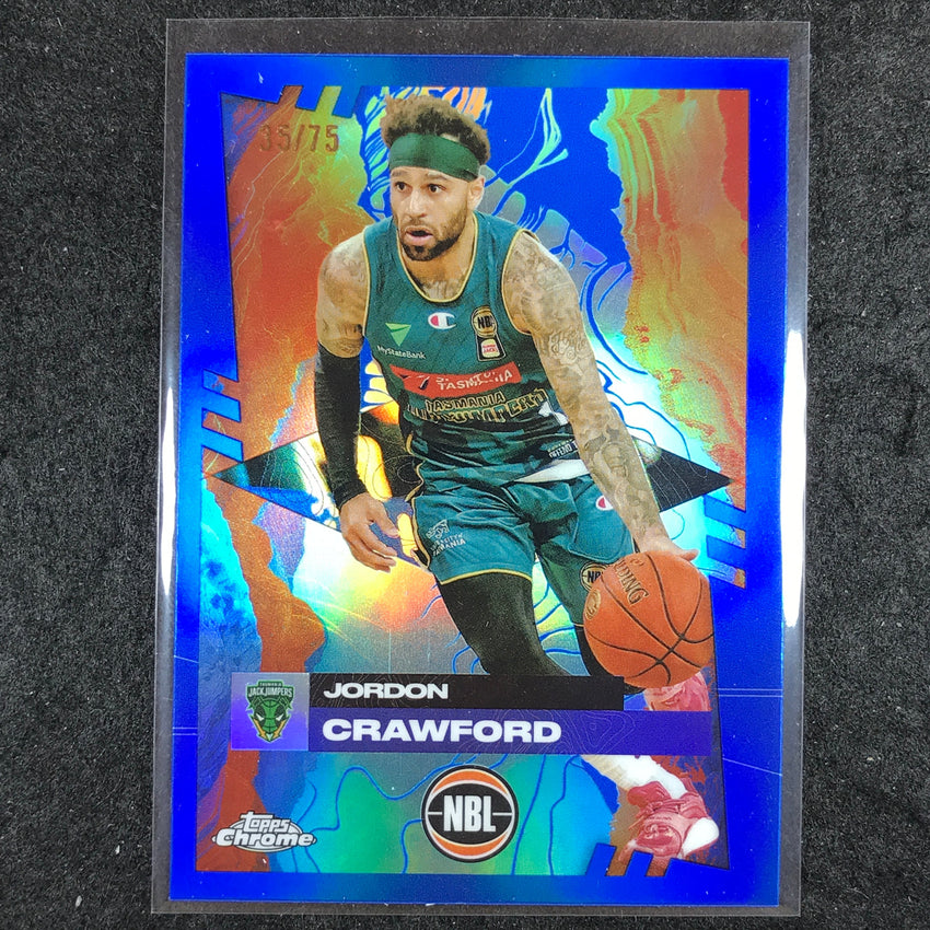 2024-25 Topps Chrome NBL JORDON CRAWFORD Base Blue 35/75 #91
