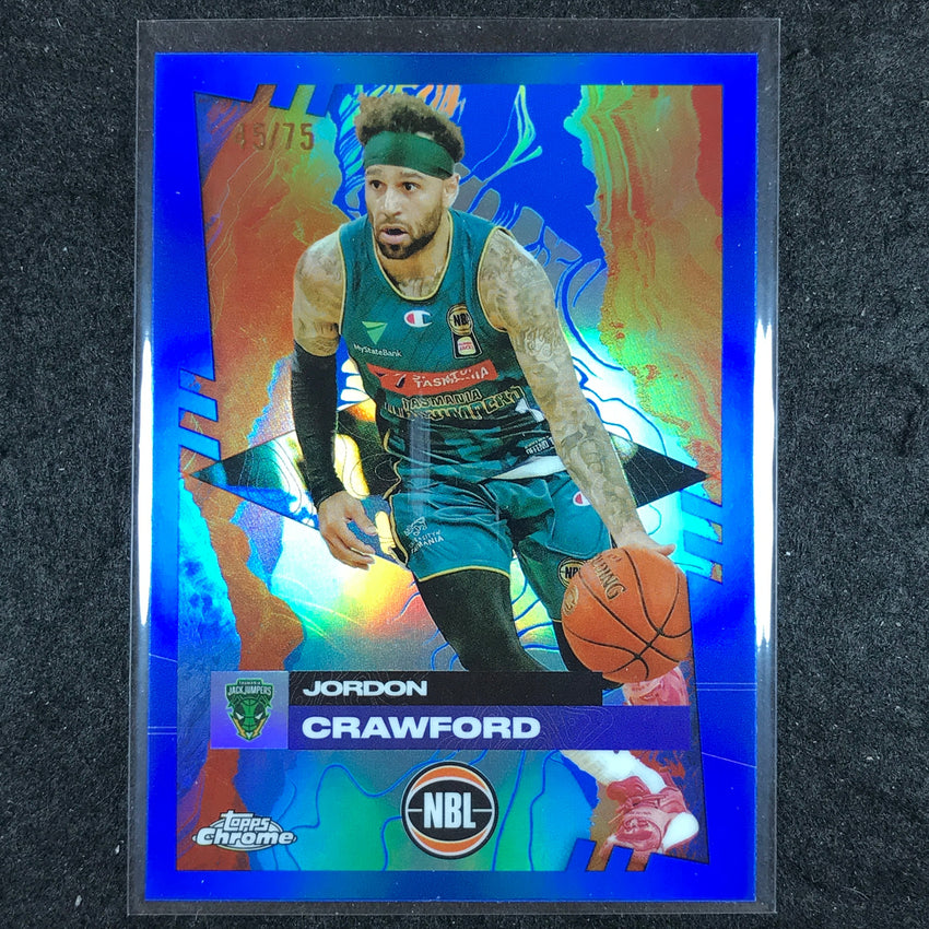 2024-25 Topps Chrome NBL JORDON CRAWFORD Base Blue 45/75 #91