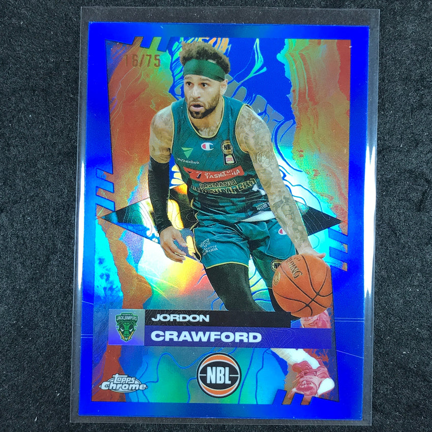 2024-25 Topps Chrome NBL JORDON CRAWFORD Base Blue 16/75 #91