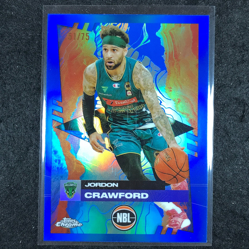 2024-25 Topps Chrome NBL JORDON CRAWFORD Base Blue 51/75 #91