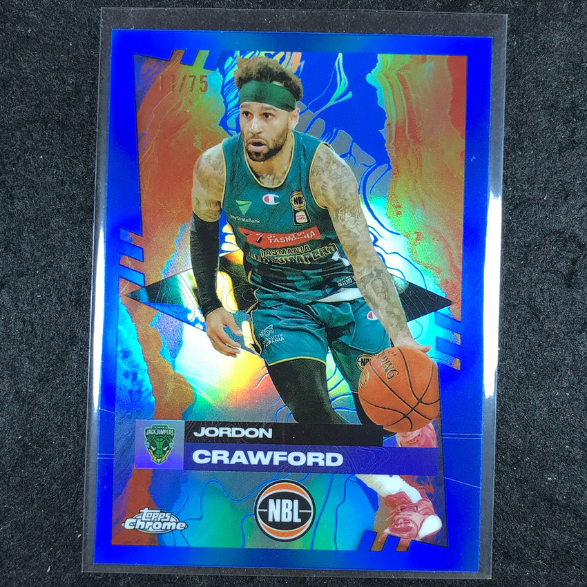 2024-25 Topps Chrome NBL JORDON CRAWFORD Base Blue 11/75 #91
