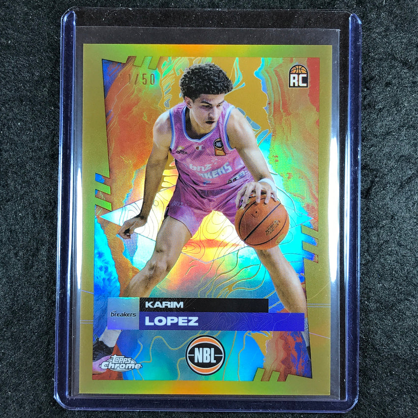 2024-25 Topps Chrome NBL KARIM LOPEZ Rookie Base Gold 21/50 #51