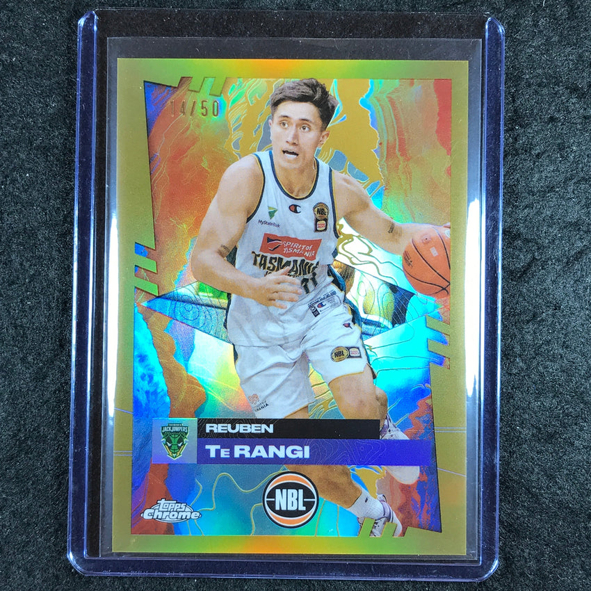 2024-25 Topps Chrome NBL REUBEN TE RANGI Base Gold 14/50 #99