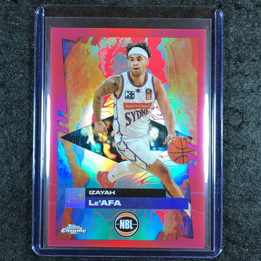 2024-25 Topps Chrome NBL IZAYAH LE'AFA Base Red 4/5 #90