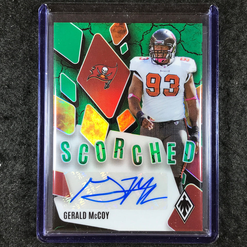 2025 Phoenix Football GERALD MCCOY Scorched Signatures Auto Green 19/25