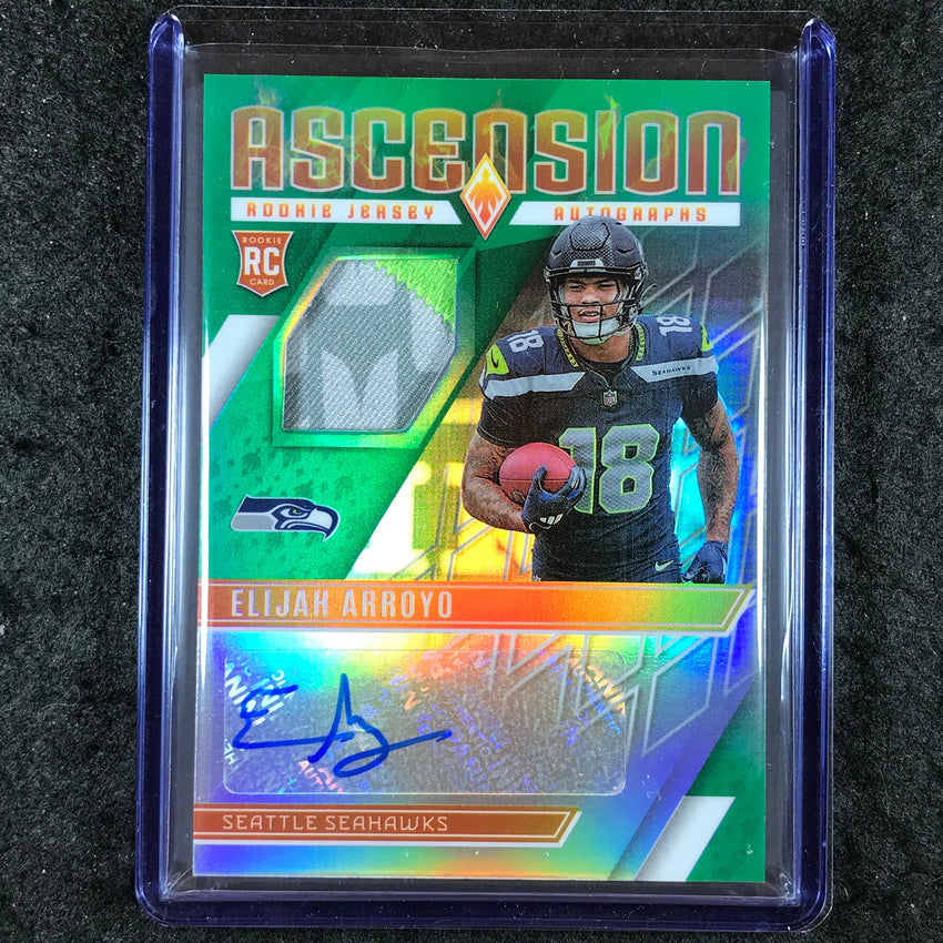 2025 Phoenix Football ELIJAH ARROYO Ascension Rookie Auto Patch Green 4/25