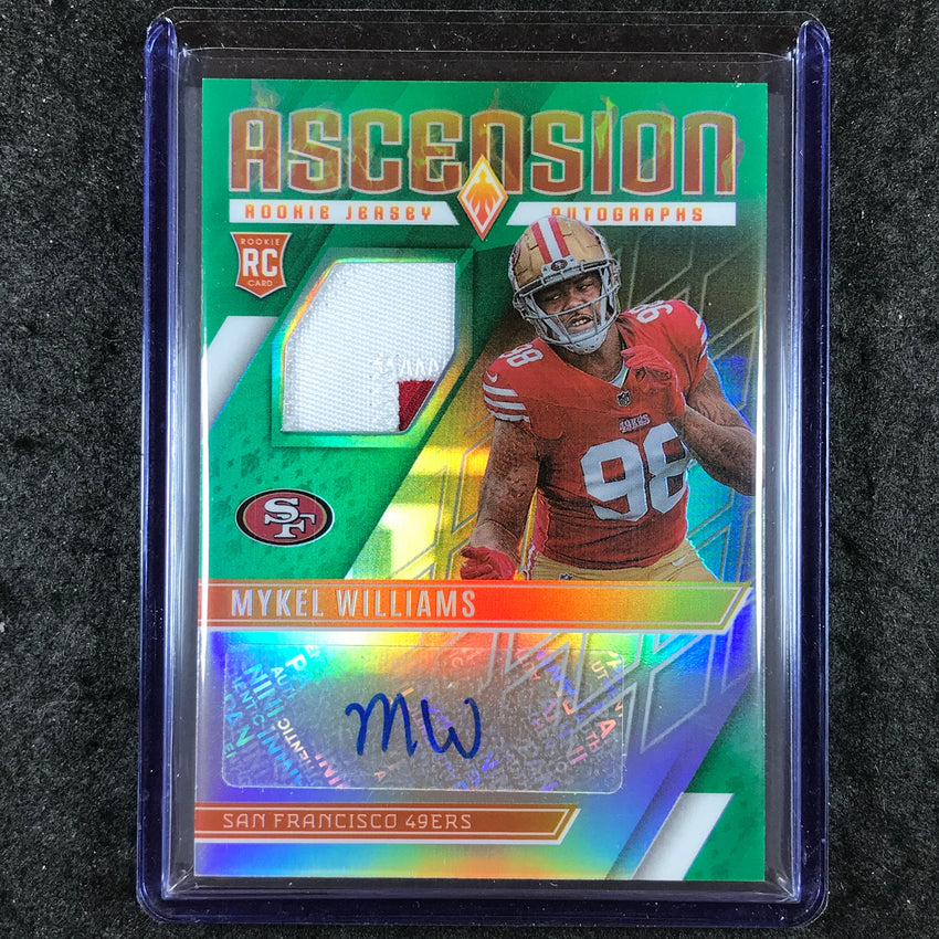 2025 Phoenix Football MYKEL WILLIAMS Ascension Rookie Auto Patch Green 12/25