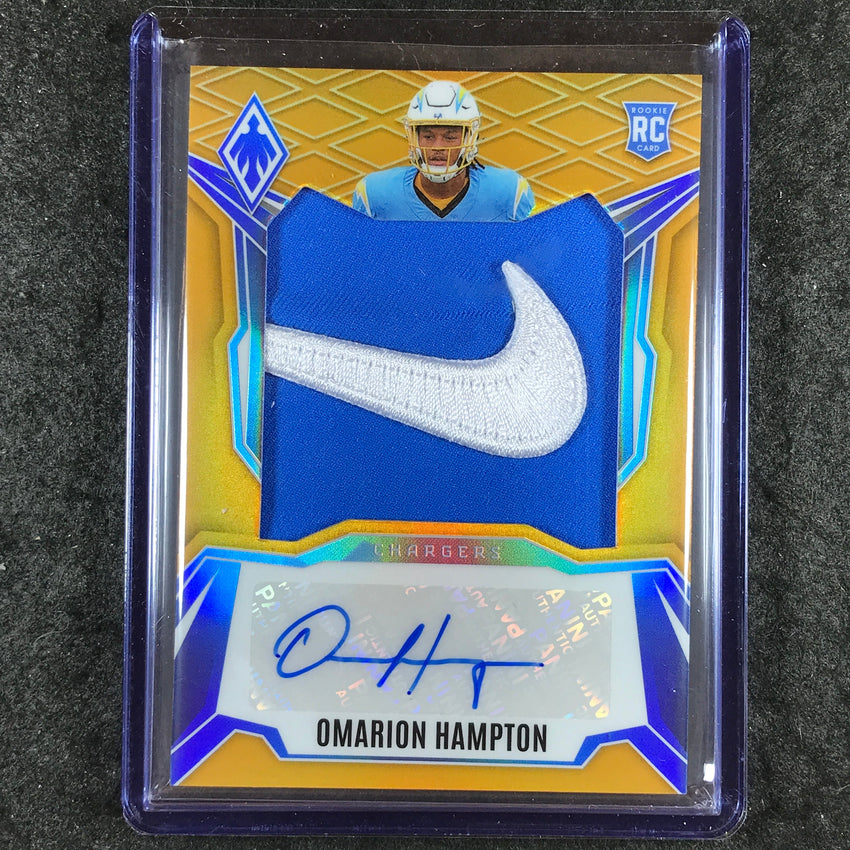 2025 Phoenix Football OMARION HAMPTON Rookie Patch Auto Gold Swoosh Logo 1/10