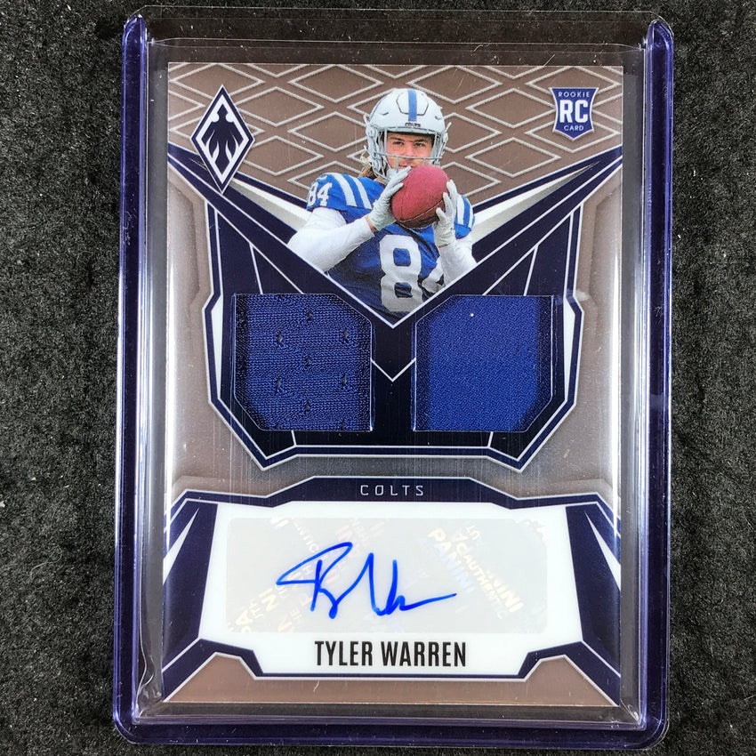 2025 Phoenix Football TYLER WARREN RPS Dual Rookie Patch Auto Base 154/249
