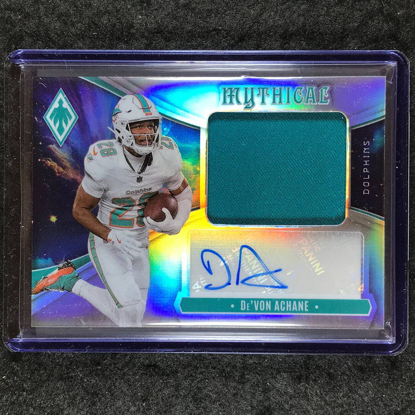 2025 Phoenix Football DE'VON ACHANE Mythical Materials Jersey Auto Silver 40/49