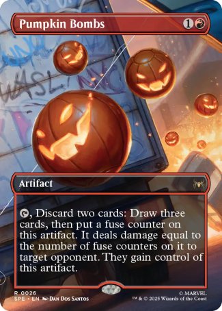 BORDERLESS Pumpkin Bombs - #026 Rare Marvel's Spider-Man Eternal
