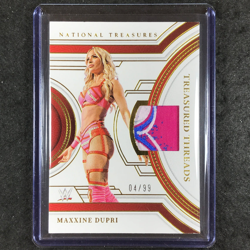 2024 National Treasures WWE MAXXINE DUPRI Treasured Threads Relic Gold 4/99