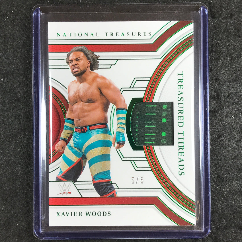 2024 National Treasures WWE XAVIER WOODS Treasured Threads Relic Emerald 5/5