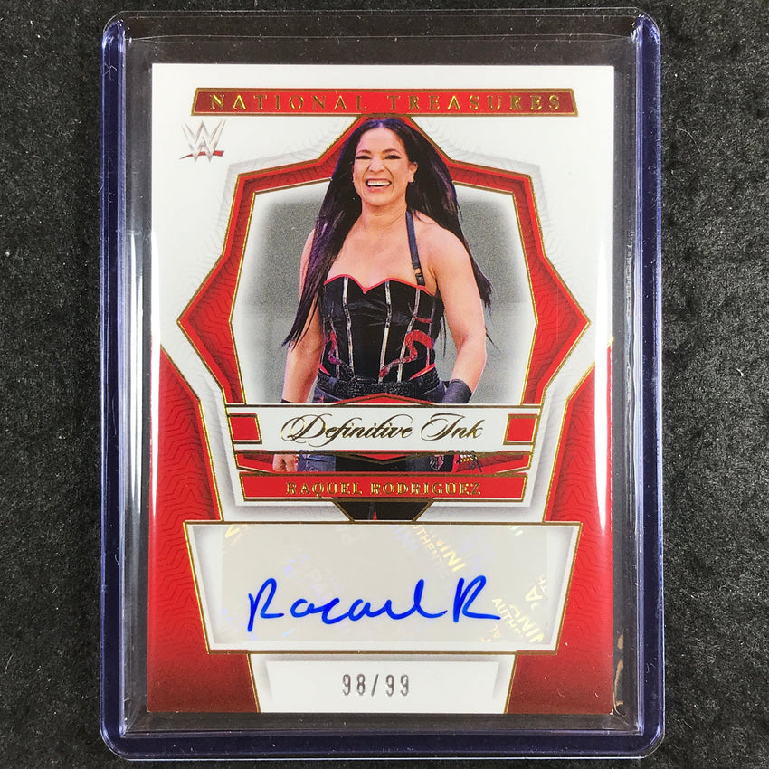 2024 National Treasures WWE RAQUEL RODRIGUEZ Definitive Ink Auto Gold 98/99