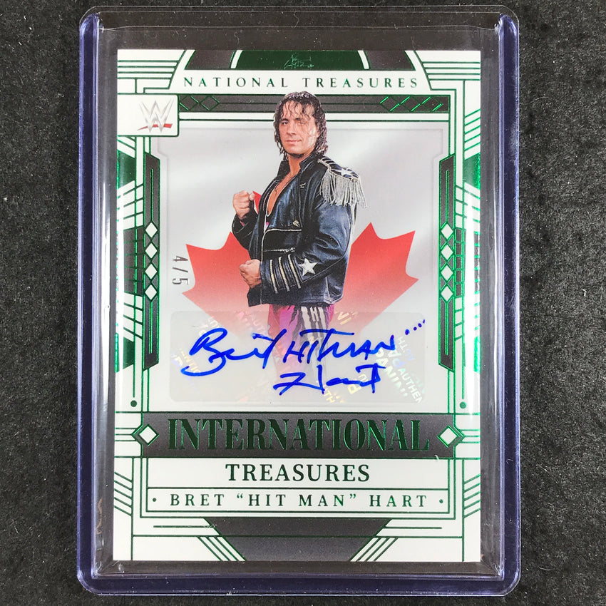 2024 National Treasures WWE BRET "HIT MAN" HART International Treasures Auto 4/5