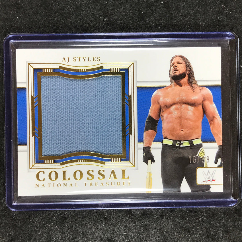 2024 National Treasures WWE AJ STYLES Colossal Mat Materials Relic Gold 16/99