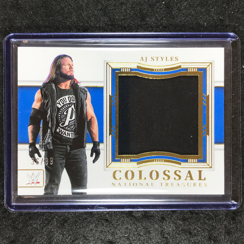 2024 National Treasures WWE AJ STYLES Colossal Materials Relic Gold 36/99