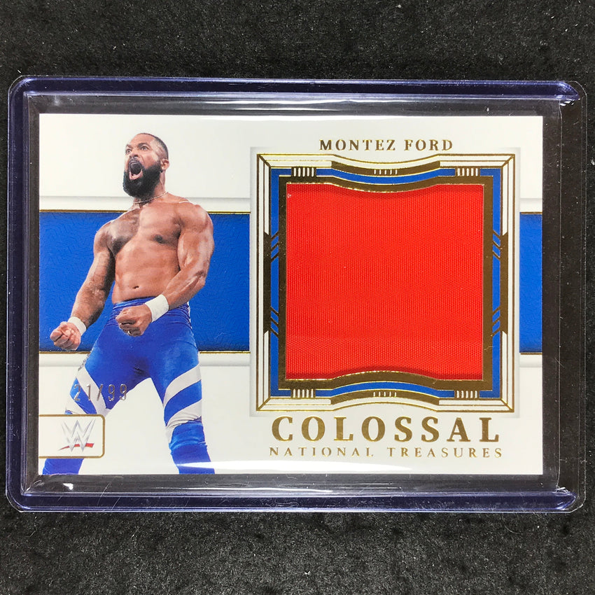 2024 National Treasures WWE MONTEZ FORD Colossal Materials Relic Gold 21/99