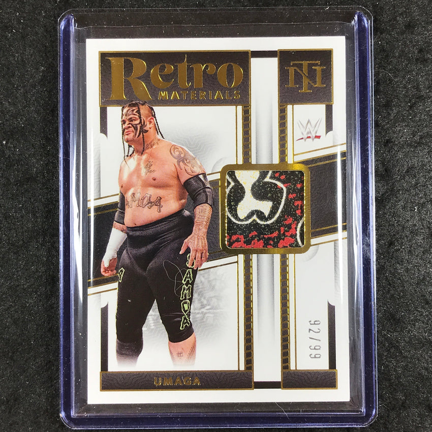 2024 National Treasures WWE UMAGA Retro Materials Relic Gold 92/99