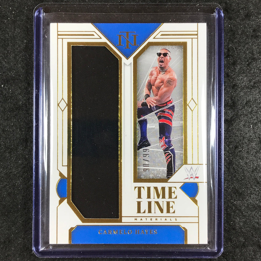 2024 National Treasures WWE CARMELO HAYES Timeline Materials Relic Gold 90/99