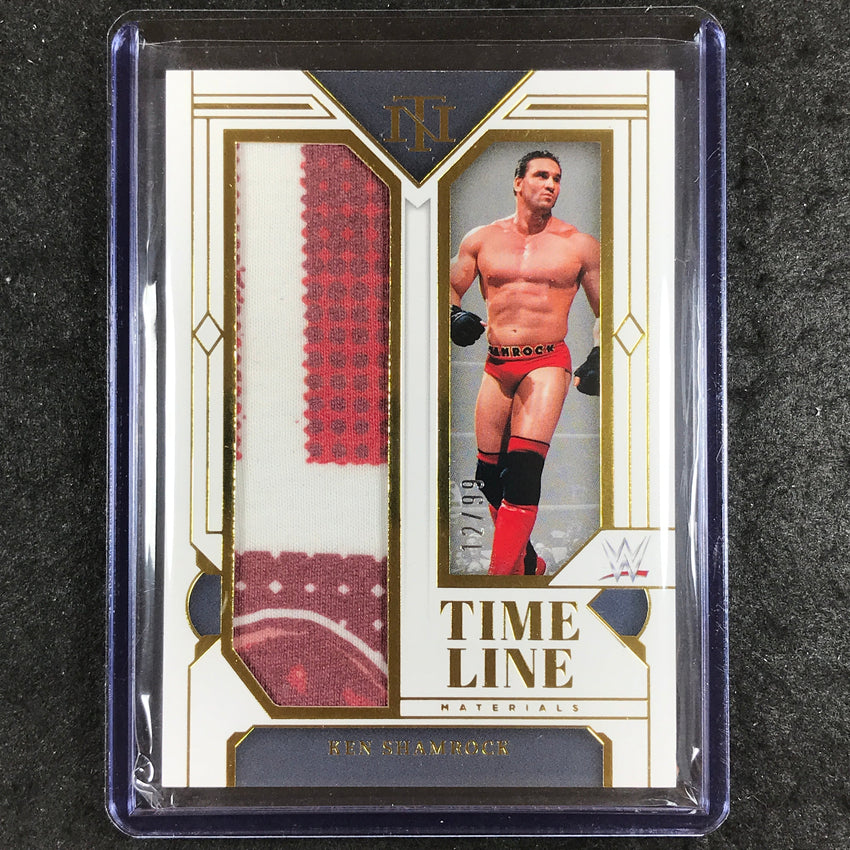2024 National Treasures WWE KEN SHAMROCK Timeline Materials Relic Gold 12/99