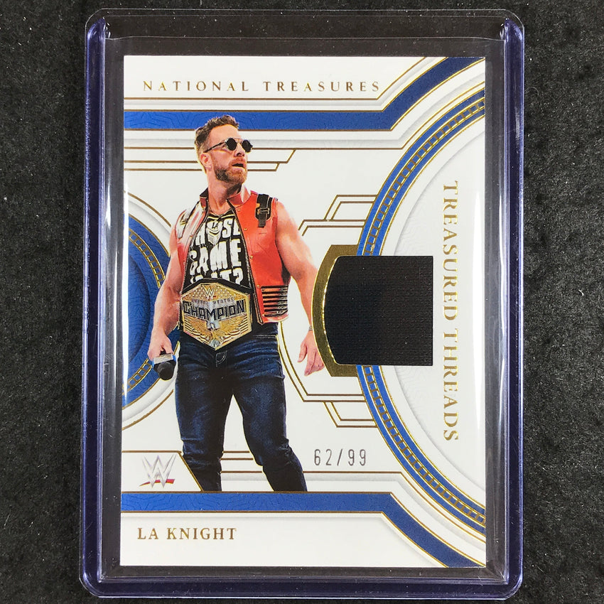 2024 National Treasures WWE LA KNIGHT Treasured Threads Relic Gold 62/99