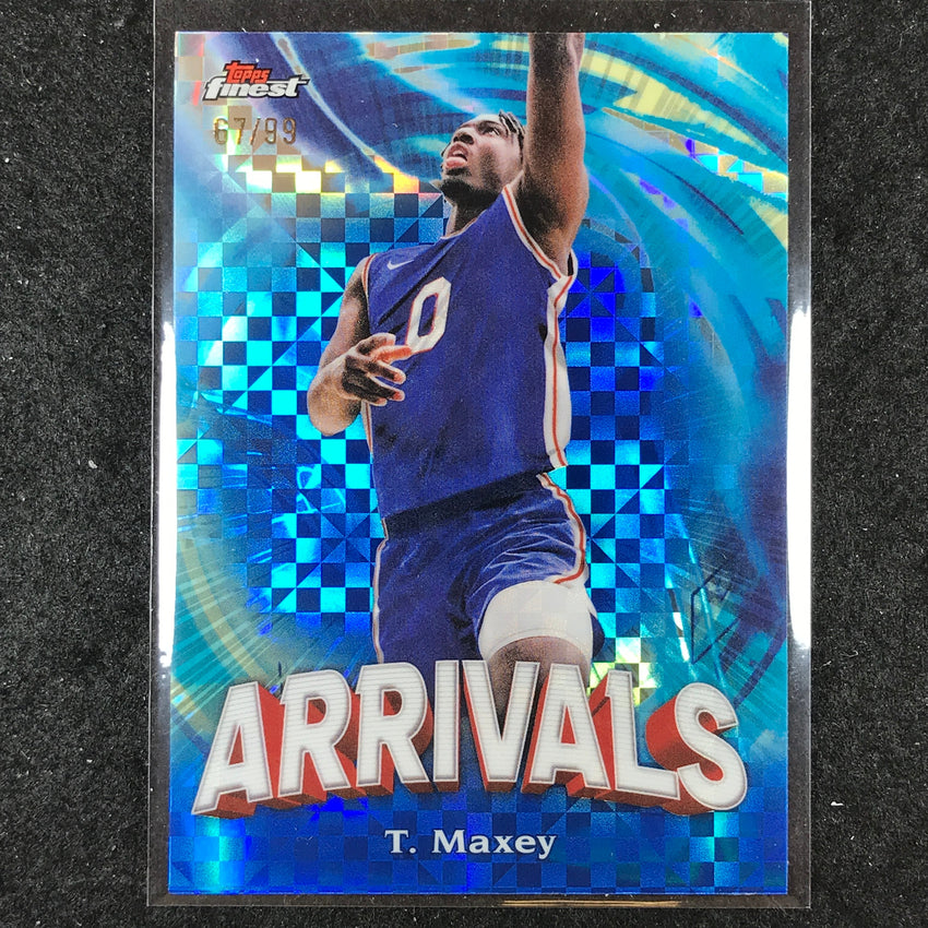 2023-24 Topps Finest TYRESE MAXEY Arrivals Blue Checkerboard 67/99