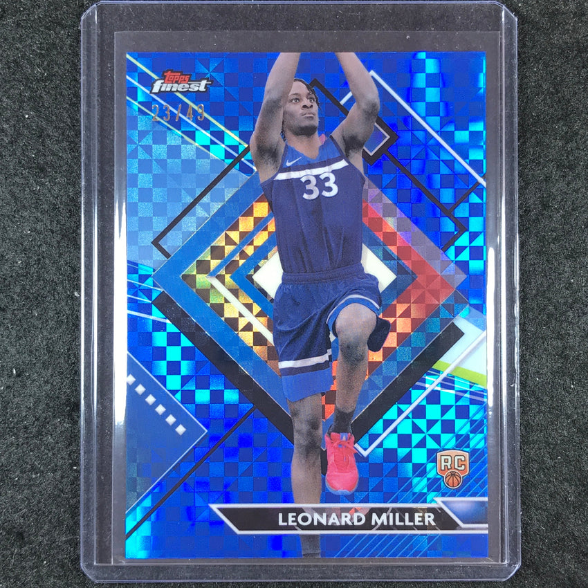 2023-24 Topps Finest LEONARD MILLER Rookie Base Rare Blue Checkerboard 23/49