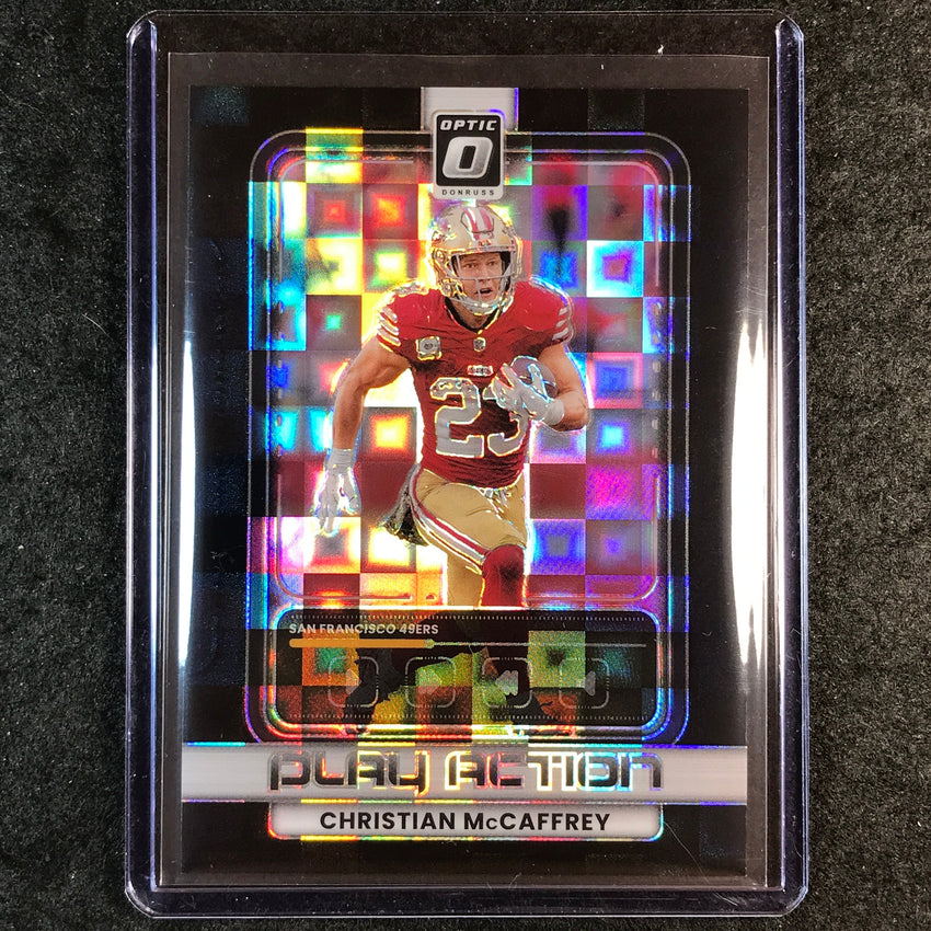 2025 Donruss Optic Football CHRISTIAN MCCAFFREY Play Action Black Pandora 70/149