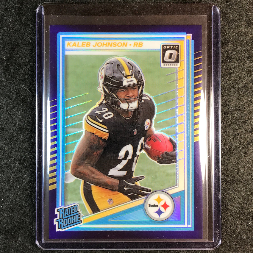 2025 Donruss Optic Football KALEB JOHNSON Rated Rookie Purple 28/60 #232