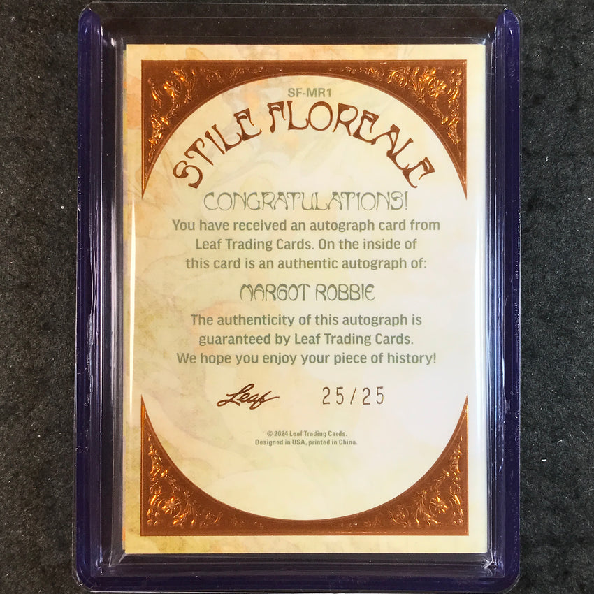 2024 Leaf History Book Pop Culture MARGOT ROBBIE Stile Floreale Auto 25/25