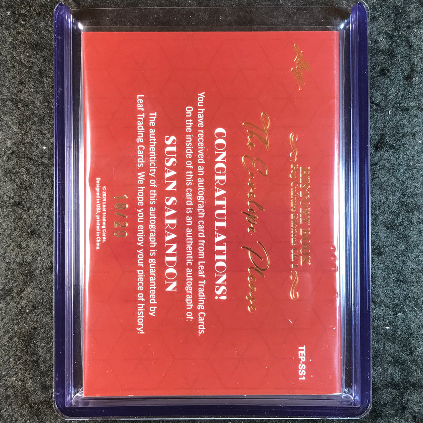2024 Leaf History Book Pop Culture SUSAN SARANDON Envelope Please Auto 18/20
