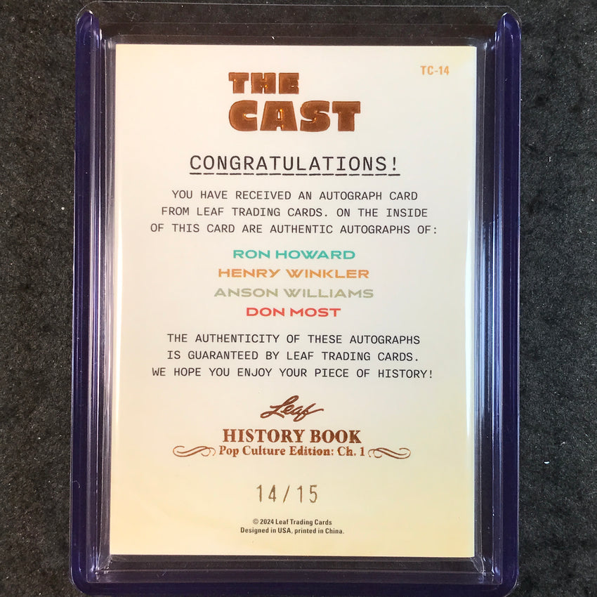 2024 Leaf History Book Pop Culture HOWARD WINKLER WILLIAMS MOST Cast Auto 14/15