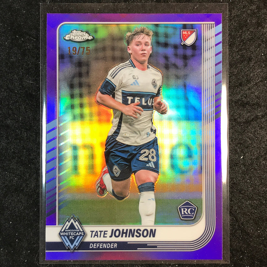 2025 Topps Chrome MLS TATE JOHNSON Rookie Base Purple 19/75 #142