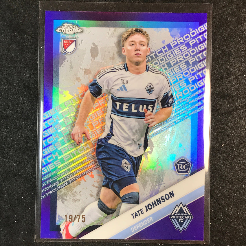 2025 Topps Chrome MLS TATE JOHNSON Rookie Pitch Prodigies Purple 19/75 #189