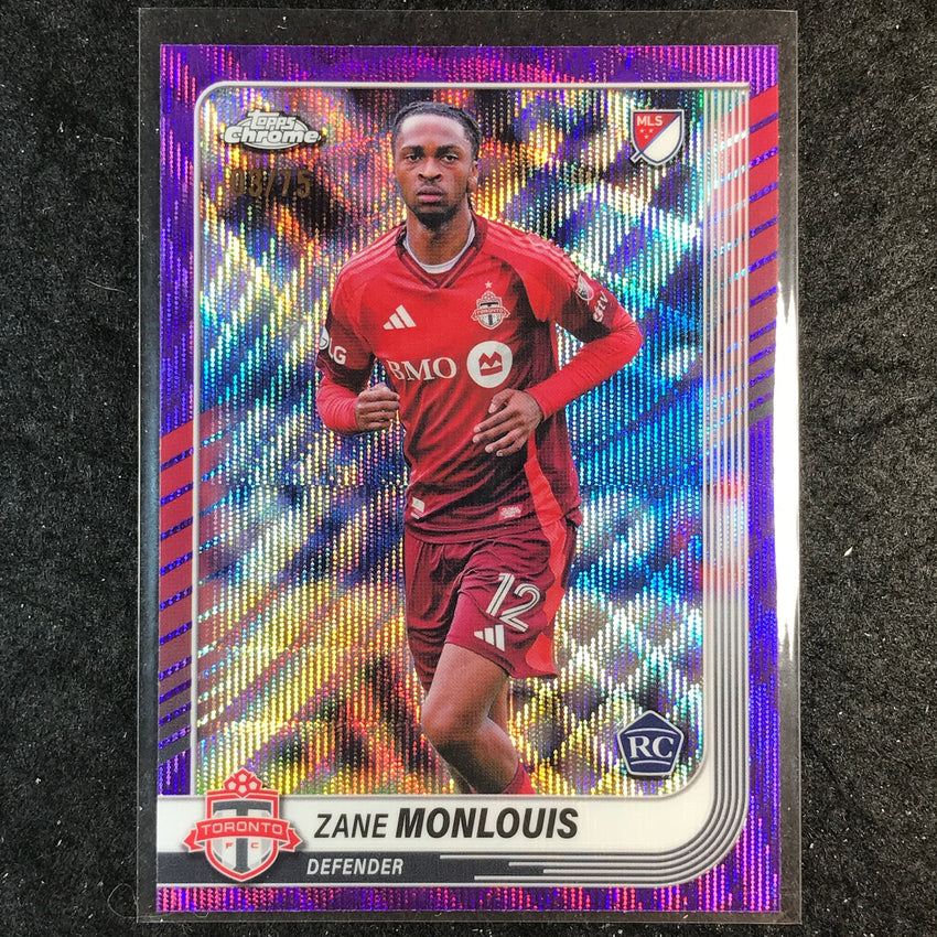 2025 Topps Chrome MLS ZANE MONLOUIS Rookie Base Purple Wave 3/75 #19