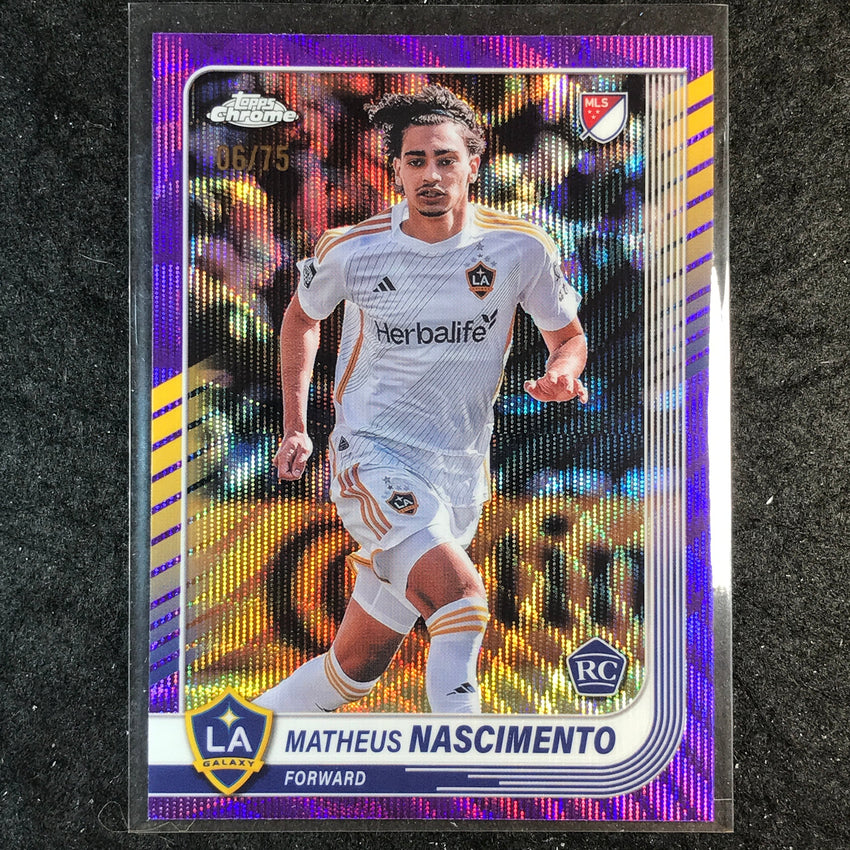 2025 Topps Chrome MLS MATHEUS NASCIMENTO Rookie Base Purple Wave 6/75 #73