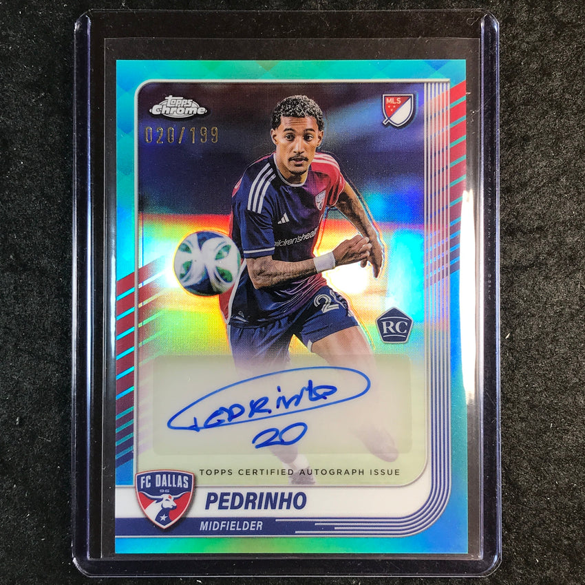 2025 Topps Chrome MLS PEDRINHO Chrome Rookie Auto Aqua 20/199