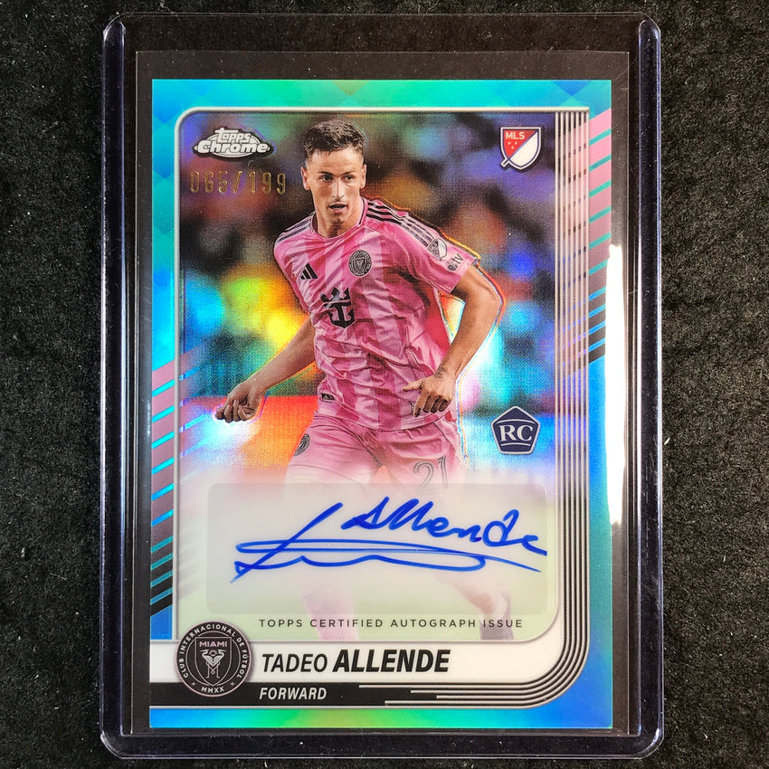 2025 Topps Chrome MLS TADEO ALLENDE Chrome Rookie Auto Aqua 65/199