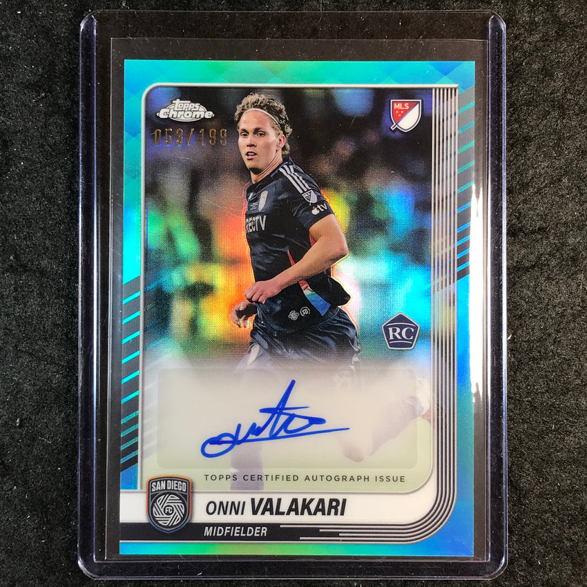 2025 Topps Chrome MLS ONNI VALAKARI Chrome Rookie Auto Aqua 53/199