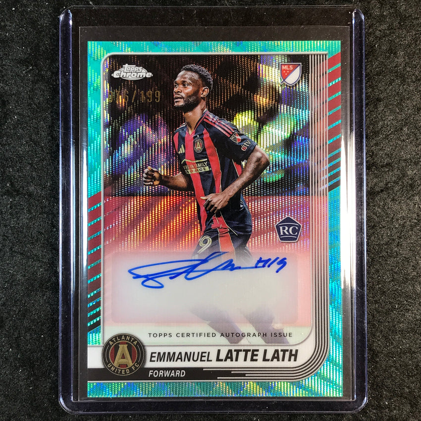 2025 Topps Chrome MLS EMMANUEL LATTE LATH Chrome Rookie Auto Aqua Wave 76/199