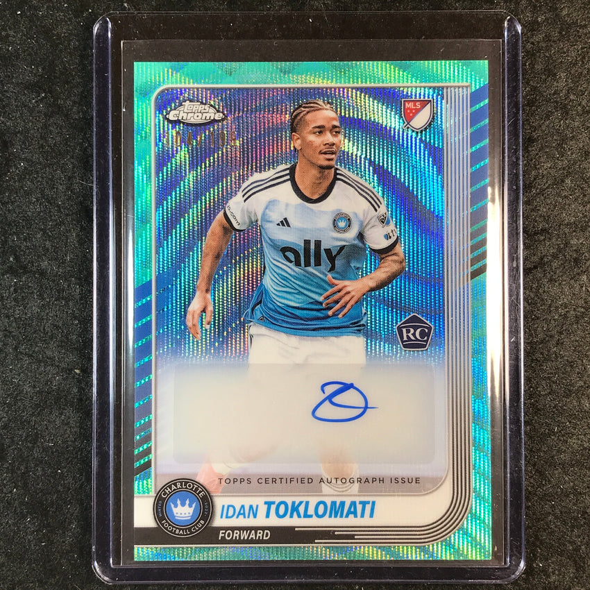 2025 Topps Chrome MLS IDAN TOKLOMATI Chrome Rookie Auto Aqua Wave 104/199
