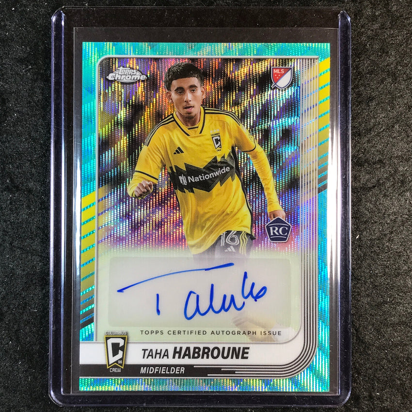 2025 Topps Chrome MLS TAHA HABROUNE Chrome Rookie Auto Aqua Wave 18/199