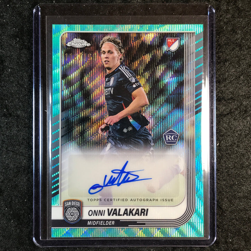 2025 Topps Chrome MLS ONNI VALAKARI Chrome Rookie Auto Aqua Wave 118/199