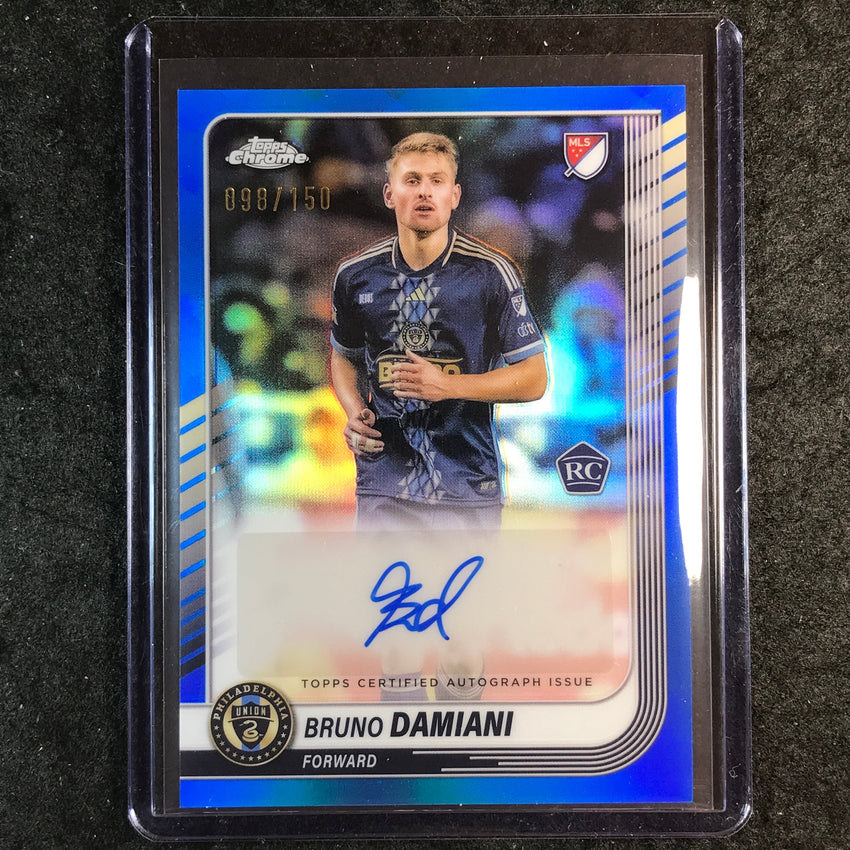 2025 Topps Chrome MLS BRUNO DAMIANI Chrome Rookie Auto Blue 98/150