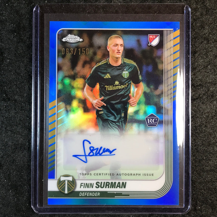 2025 Topps Chrome MLS FINN SURMAN Chrome Rookie Auto Blue 83/150