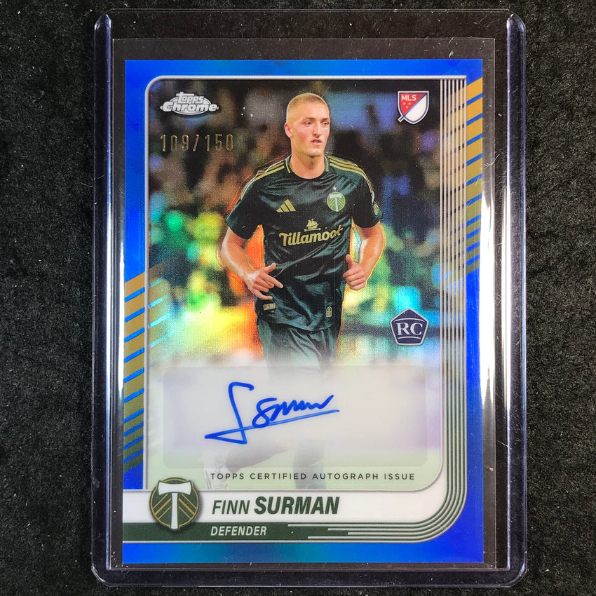 2025 Topps Chrome MLS FINN SURMAN Chrome Rookie Auto Blue 109/150