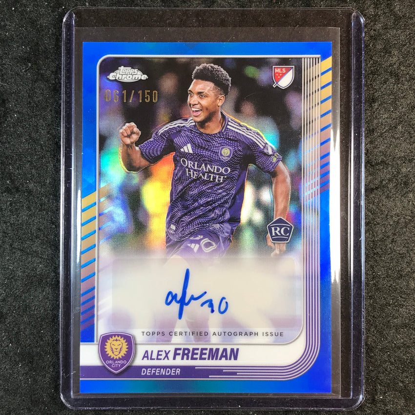 2025 Topps Chrome MLS ALEX FREEMAN Chrome Rookie Auto Blue 61/150